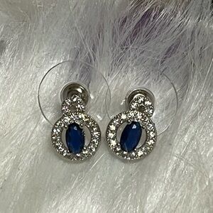 Blue Sapphire Halo Earrings